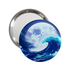 Ai Generated Waves Ocean Sea Tsunami Nautical Blue 2 25  Handbag Mirrors by Ravend