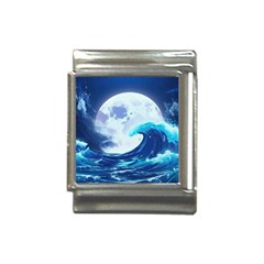 Ai Generated Waves Ocean Sea Tsunami Nautical Blue Italian Charm (13mm) by Ravend