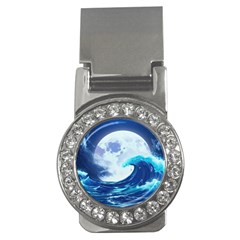 Ai Generated Waves Ocean Sea Tsunami Nautical Blue Money Clips (cz)  by Ravend