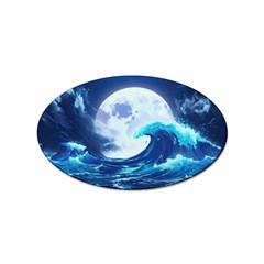 Ai Generated Waves Ocean Sea Tsunami Nautical Blue Sticker Oval (10 Pack) by Ravend