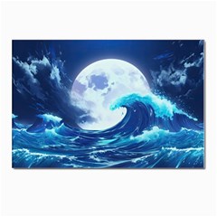 Ai Generated Waves Ocean Sea Tsunami Nautical Blue Postcard 4 x 6  (pkg Of 10) by Ravend