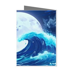 Ai Generated Waves Ocean Sea Tsunami Nautical Blue Mini Greeting Cards (pkg Of 8) by Ravend