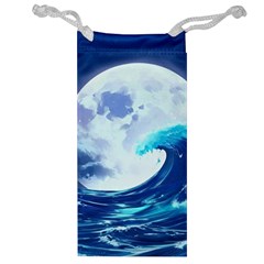 Ai Generated Waves Ocean Sea Tsunami Nautical Blue Jewelry Bag by Ravend