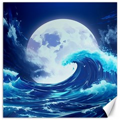 Ai Generated Waves Ocean Sea Tsunami Nautical Blue Canvas 12  X 12  by Ravend