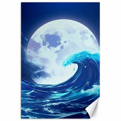 Ai Generated Waves Ocean Sea Tsunami Nautical Blue Canvas 20  X 30  by Ravend