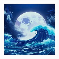 Ai Generated Waves Ocean Sea Tsunami Nautical Blue Medium Glasses Cloth by Ravend