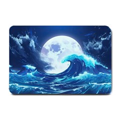 Ai Generated Waves Ocean Sea Tsunami Nautical Blue Small Doormat by Ravend