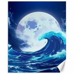 Ai Generated Waves Ocean Sea Tsunami Nautical Blue Canvas 11  X 14  by Ravend