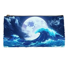 Ai Generated Waves Ocean Sea Tsunami Nautical Blue Pencil Case by Ravend