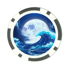 Ai Generated Waves Ocean Sea Tsunami Nautical Blue Poker Chip Card Guard (10 Pack) by Ravend