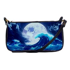 Ai Generated Waves Ocean Sea Tsunami Nautical Blue Shoulder Clutch Bag by Ravend