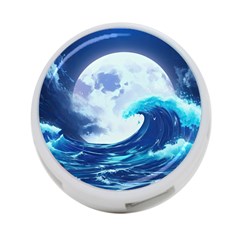 Ai Generated Waves Ocean Sea Tsunami Nautical Blue 4-port Usb Hub (one Side) by Ravend