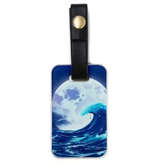 Ai Generated Waves Ocean Sea Tsunami Nautical Blue Luggage Tag (one Side) by Ravend