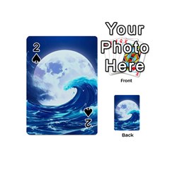 Ai Generated Waves Ocean Sea Tsunami Nautical Blue Playing Cards 54 Designs (mini) by Ravend