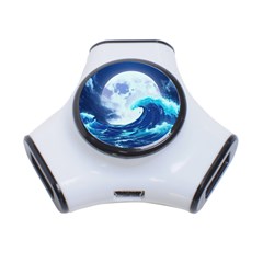 Ai Generated Waves Ocean Sea Tsunami Nautical Blue 3-port Usb Hub by Ravend