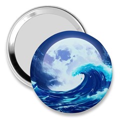 Ai Generated Waves Ocean Sea Tsunami Nautical Blue 3  Handbag Mirrors by Ravend