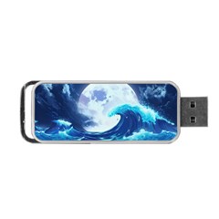 Ai Generated Waves Ocean Sea Tsunami Nautical Blue Portable Usb Flash (one Side) by Ravend