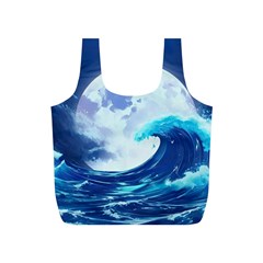 Ai Generated Waves Ocean Sea Tsunami Nautical Blue Full Print Recycle Bag (s) by Ravend