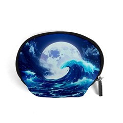 Ai Generated Waves Ocean Sea Tsunami Nautical Blue Accessory Pouch (small) by Ravend