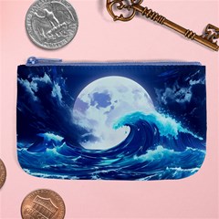 Ai Generated Waves Ocean Sea Tsunami Nautical Blue Large Coin Purse by Ravend