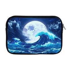 Ai Generated Waves Ocean Sea Tsunami Nautical Blue Apple Macbook Pro 17  Zipper Case by Ravend