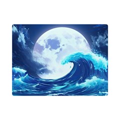 Ai Generated Waves Ocean Sea Tsunami Nautical Blue One Side Premium Plush Fleece Blanket (mini) by Ravend