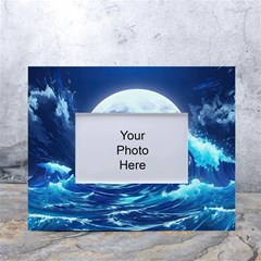 Ai Generated Waves Ocean Sea Tsunami Nautical Blue White Tabletop Photo Frame 4 x6  by Ravend