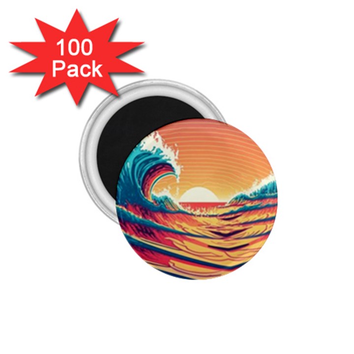 Ai Generated Waves Ocean Sea Tsunami Nautical Art Nature 1.75  Magnets (100 pack) 