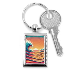 Ai Generated Waves Ocean Sea Tsunami Nautical Art Nature Key Chain (rectangle) by Ravend