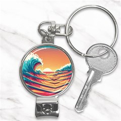 Ai Generated Waves Ocean Sea Tsunami Nautical Art Nature Nail Clippers Key Chain by Ravend