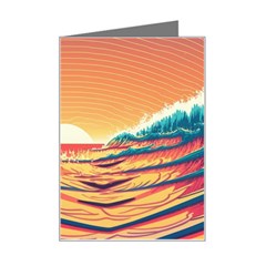 Ai Generated Waves Ocean Sea Tsunami Nautical Art Nature Mini Greeting Card by Ravend