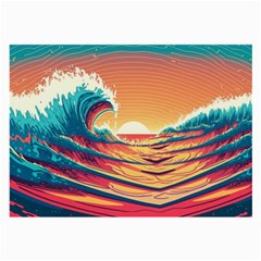 Ai Generated Waves Ocean Sea Tsunami Nautical Art Nature Large Glasses Cloth (2 Sides) by Ravend