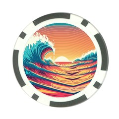 Ai Generated Waves Ocean Sea Tsunami Nautical Art Nature Poker Chip Card Guard (10 Pack) by Ravend