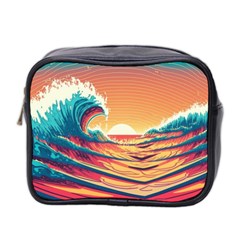 Ai Generated Waves Ocean Sea Tsunami Nautical Art Nature Mini Toiletries Bag (two Sides) by Ravend