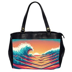 Ai Generated Waves Ocean Sea Tsunami Nautical Art Nature Oversize Office Handbag (2 Sides) by Ravend