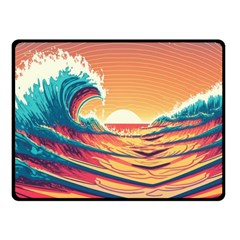 Ai Generated Waves Ocean Sea Tsunami Nautical Art Nature One Side Fleece Blanket (small) by Ravend