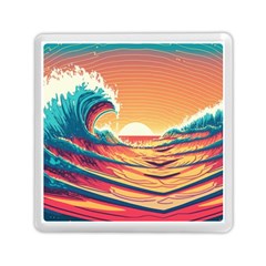 Ai Generated Waves Ocean Sea Tsunami Nautical Art Nature Memory Card Reader (square) by Ravend