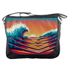 Ai Generated Waves Ocean Sea Tsunami Nautical Art Nature Messenger Bag by Ravend