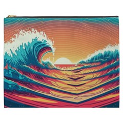 Ai Generated Waves Ocean Sea Tsunami Nautical Art Nature Cosmetic Bag (xxxl) by Ravend