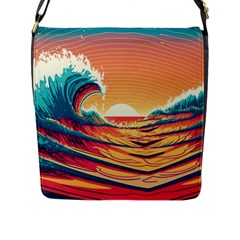 Ai Generated Waves Ocean Sea Tsunami Nautical Art Nature Flap Closure Messenger Bag (l) by Ravend