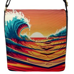 Ai Generated Waves Ocean Sea Tsunami Nautical Art Nature Flap Closure Messenger Bag (s) by Ravend