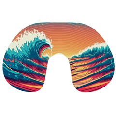 Ai Generated Waves Ocean Sea Tsunami Nautical Art Nature Travel Neck Pillow by Ravend