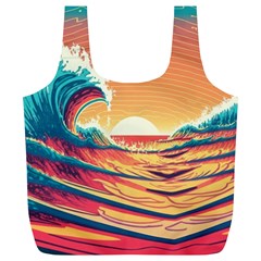 Ai Generated Waves Ocean Sea Tsunami Nautical Art Nature Full Print Recycle Bag (xl) by Ravend