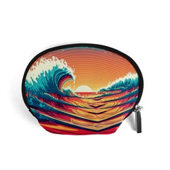 Ai Generated Waves Ocean Sea Tsunami Nautical Art Nature Accessory Pouch (small) by Ravend