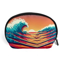 Ai Generated Waves Ocean Sea Tsunami Nautical Art Nature Accessory Pouch (large) by Ravend