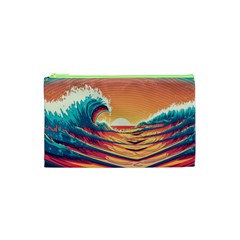 Ai Generated Waves Ocean Sea Tsunami Nautical Art Nature Cosmetic Bag (xs) by Ravend