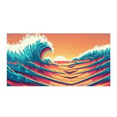 Ai Generated Waves Ocean Sea Tsunami Nautical Art Nature Satin Wrap 35  X 70  by Ravend