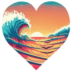 Ai Generated Waves Ocean Sea Tsunami Nautical Art Nature Wooden Puzzle Heart by Ravend