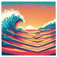 Ai Generated Waves Ocean Sea Tsunami Nautical Art Nature Wooden Puzzle Square by Ravend