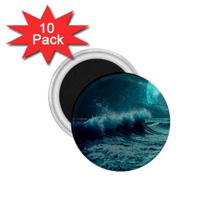 Ai Generated Waves Ocean Sea Tsunami Nautical Blue Sea Art 1.75  Magnets (10 pack) 